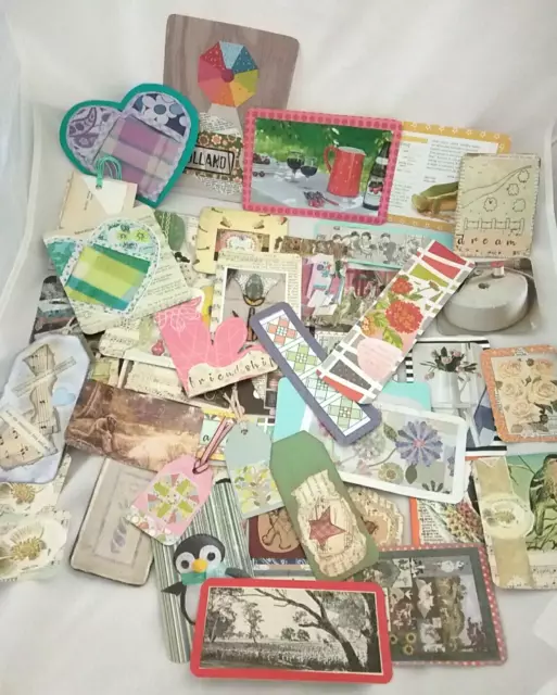 Ephemera 50 Piece Lot Handcrafted Paper Craft Junk Journal Tags Cards