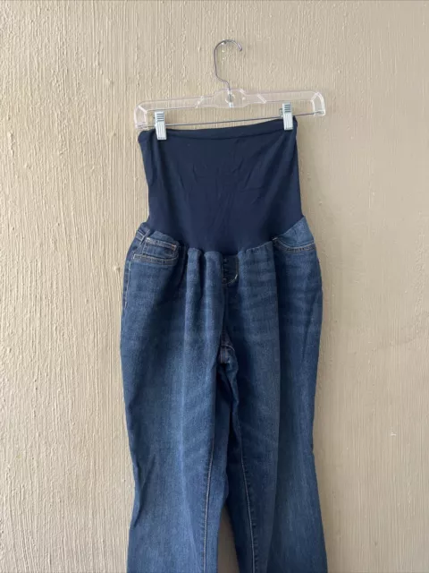 Pantalones de mezclilla de corte bota azul índigo para embarazo talla XL 2
