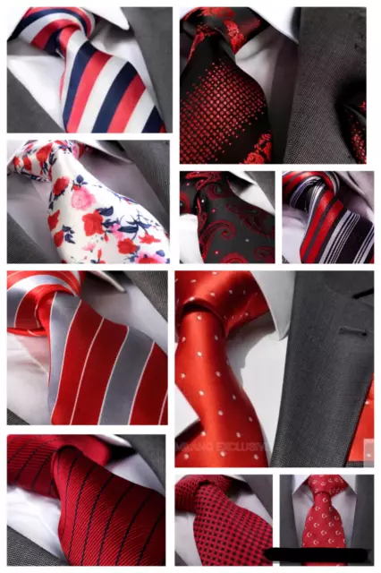 Italian Designer Milano Exclusive RED Silk Tie (& Hanky)