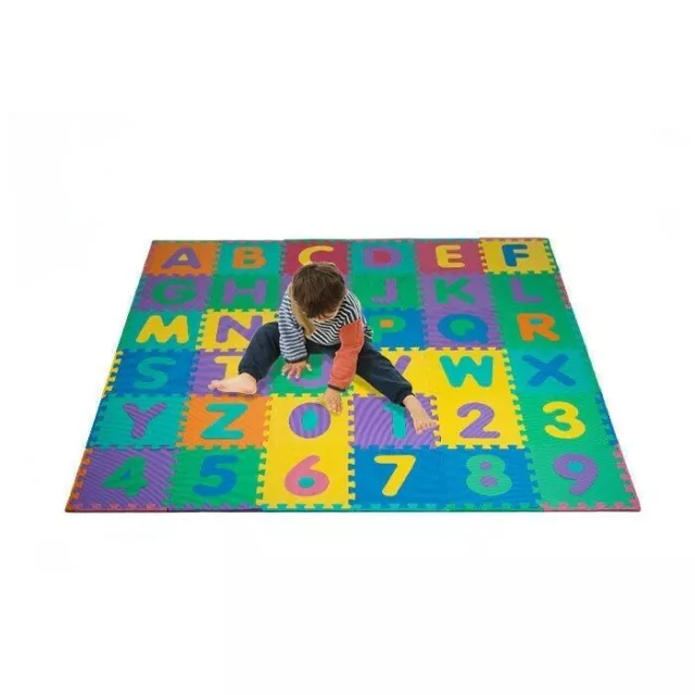 96 PC Foam Floor Alphabet & Number Play Interlocking Puzzle Mat For Kids 6 SQFT