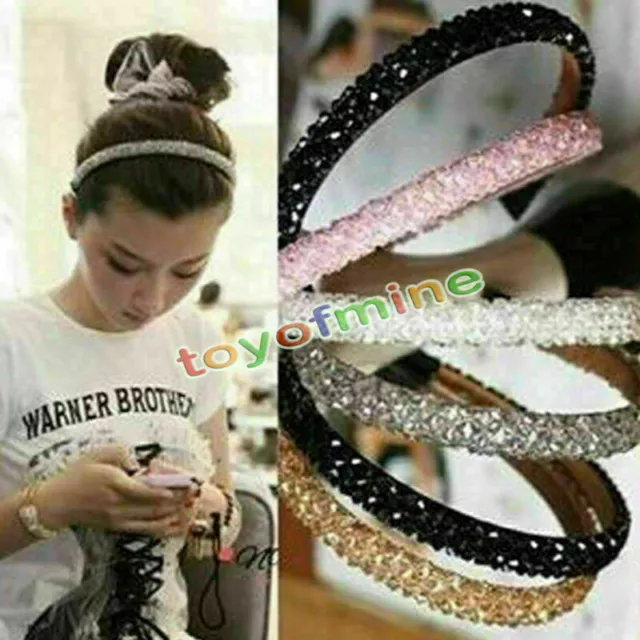 Women Girls Bling Rhinestone Crystal Headband Hair Band Head Piece Chain Jewelry