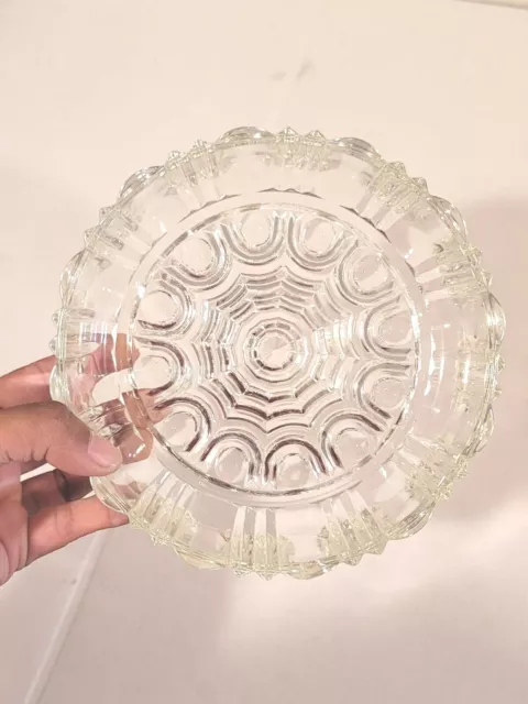 Flint Glass Sandwich Bowl Loop Pattern Heavy Deep Design EAPG Antique