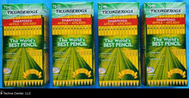 Dixon Ticonderoga HB #2, Yellow Sharpened Pencils, 72/Pack, 4 Packs