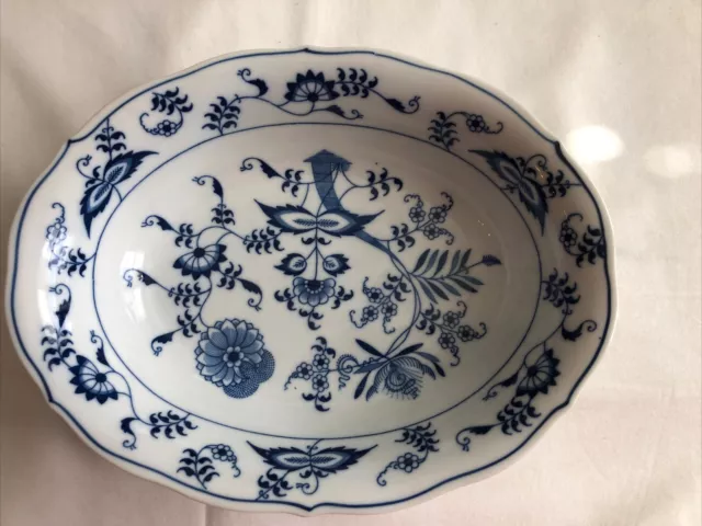 Vintage Blue Danube 10 Inch Oval Serving Bowl Blue Onion