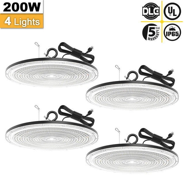 4x 200W Led High Bay Light Factory Warehouse Industrial Shop Light with US Plug