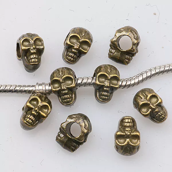 10pcs 11.7*7.7*9mm Antiqued Bronze Color 2sided Skull Faced Spacer Beads H0801-1