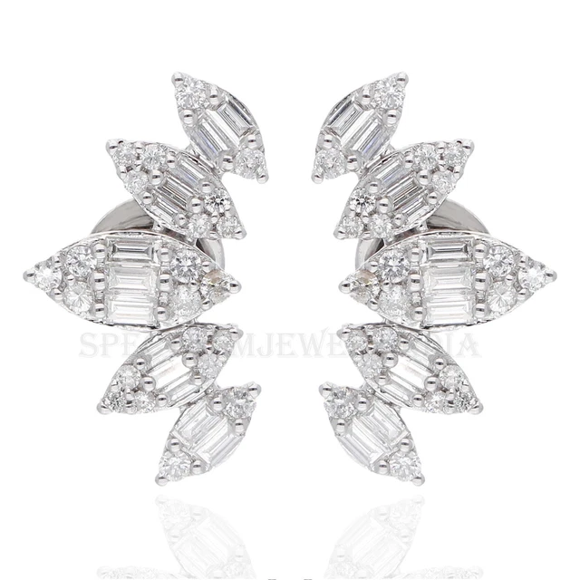 Boucles D'oreilles 18K Or Blanc Avec Diamants Marquise 1 Carat - Jisha