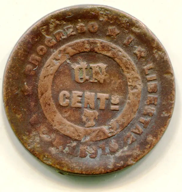 Honduras Un Centavo 1891 (10 centavo die) KM-61 very scarce   lotfeb3114