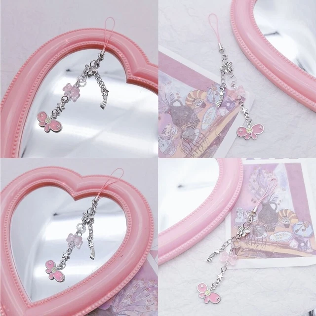 Heart Butterfly Moon Pendant Y2K Phone Straps Bag Charm Keys Decoration Chain