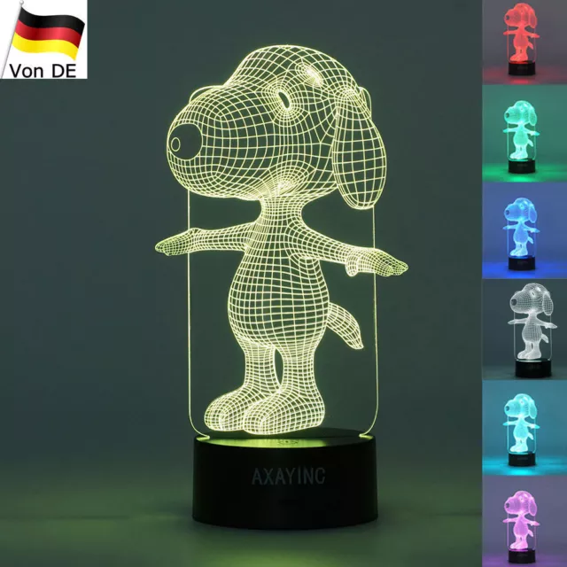 3D Peanuts Snoopy LED Tischleuchte Tischlampe Nachttischlampe Leselampe 7 Farbe/