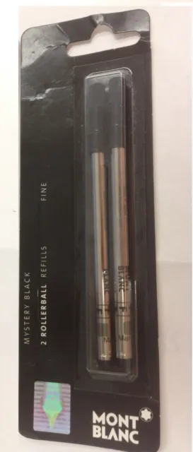 Montblanc Rollerball Pen Refill Fine Point 2/PK  Mystery Black Ink #107881 -NEW