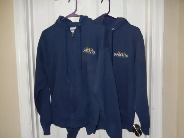 Sprouts Farmers Market Blue Jersey Hooded Jacket Uniform M