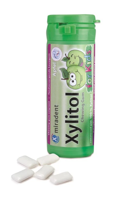 Chicle Miradent xilitol manzana 30 piezas chicle para cuidado dental sin azúcar