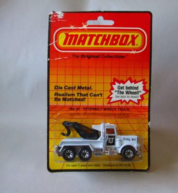 1983 Matchbox Peterbilt Wreck Truck #MB-61 M9 Police Tow Truck Macau 1/80 1983 Matchbox Peterbilt Wreck Truck #MB-61 M9 Police Tow Truck Macau 1/80