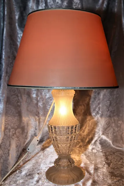 Edle Tischlampe Tischleuchte Stehlampe mit Schirm Glasfuss Vintage 52cm