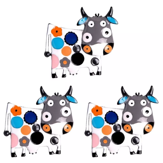 3 Pcs Cow Brooch Lovely Corsage Shaped Lapel Pin Clothes Props