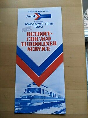 Amtrak Turboliner Service Detroit-Chicago Public Timetable 4/27/75