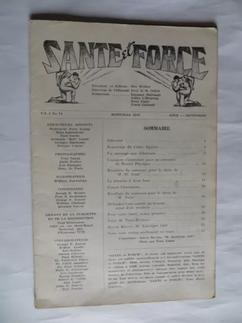 Santé et force – aout et septembre 1947 – traces d'usages -