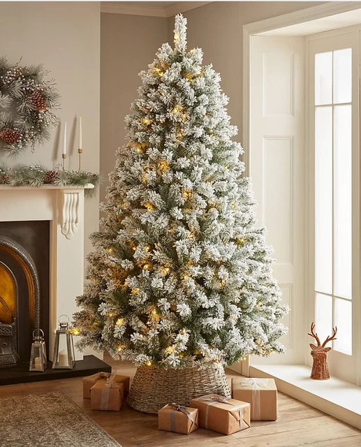 7ft Pre Lit Flocked Christmas Tree