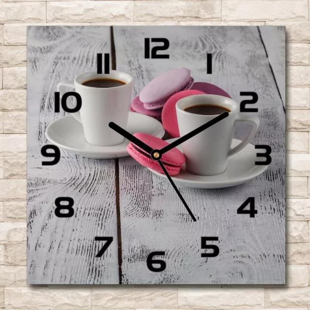 Reloj Decorativo de Vidrio Templado Estilo Moderno 30x30 Café y galletas Comida