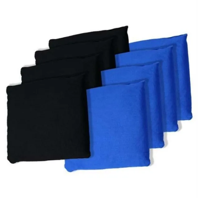 New In Box Black and Blue Cornhole Bags- Set of 8 - 5"x5"