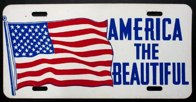 Vintage USA Flag America The Beautiful Patriotic Booster License Plate Vintage USA Flag America The Beautiful Patriotic Booster License Plate