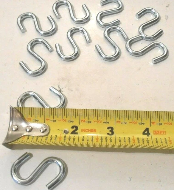 S Hooks 10 Pc. Heavy Duty 1-1/2" Inch  S Hook Steel  S-Hooks