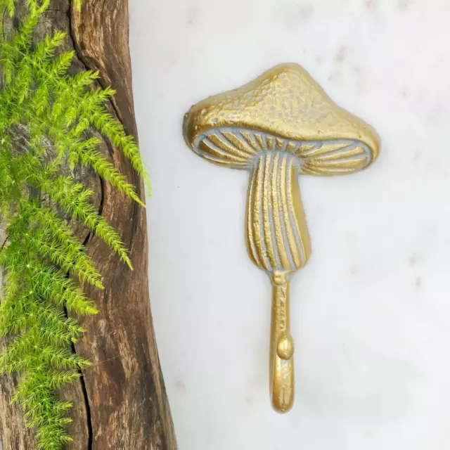 Gold Mushroom Cast Iron Wall Hook Coat Hat Towel Hanging Heavy Duty