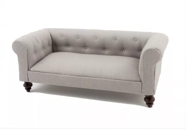 Maison de Poupées Gris Chesterfield Canapé Miniature Gris Meuble de Salon