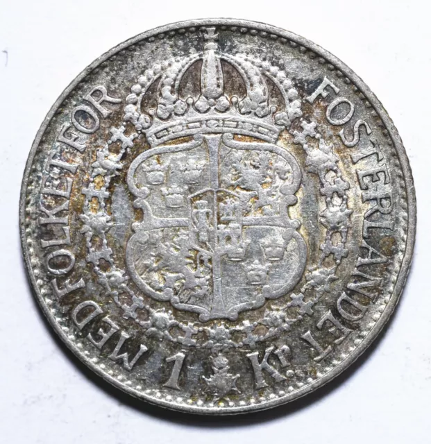1938, Sweden, 1 Krona, Gustaf V, VF, Silver, KM# 786 [Lot 788]