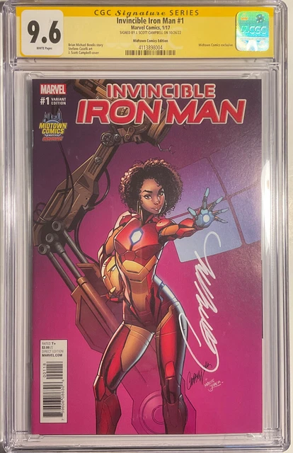 Invincible Iron Man 1 CGC SS 9.6 signed J Scott Campbell, NM Riri Williams JSC