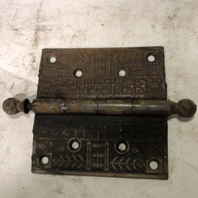 Antique EASTLAKE VICTORIAN Decorative HINGE HARDWARE  5” by 5”