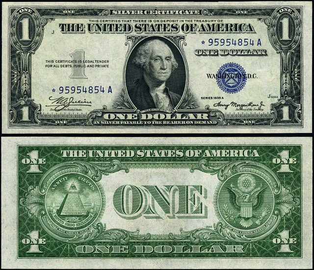 FR. 1608* $1 1935-A Silver Certificate Non-Mule *-A Block AU Star