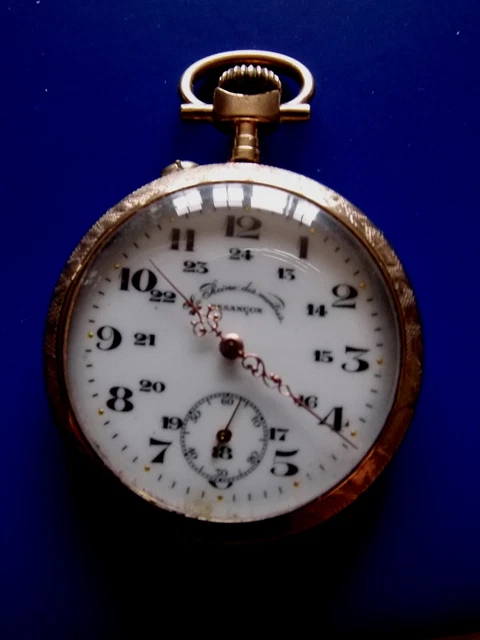 Montre De Gousset Ancienne – La Reine Des Montres Besançon, Cadran émaillé, Mécanique Manuelle