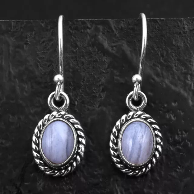 Blue Lace Agate Earring 925 Sterling Silver Earring Handmade Gift Earring