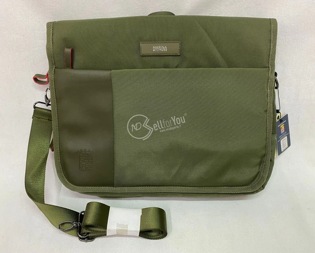 DR338 Borsa da uomo in pelle a tracolla piccola blu navy, Marina Militare, Medium
