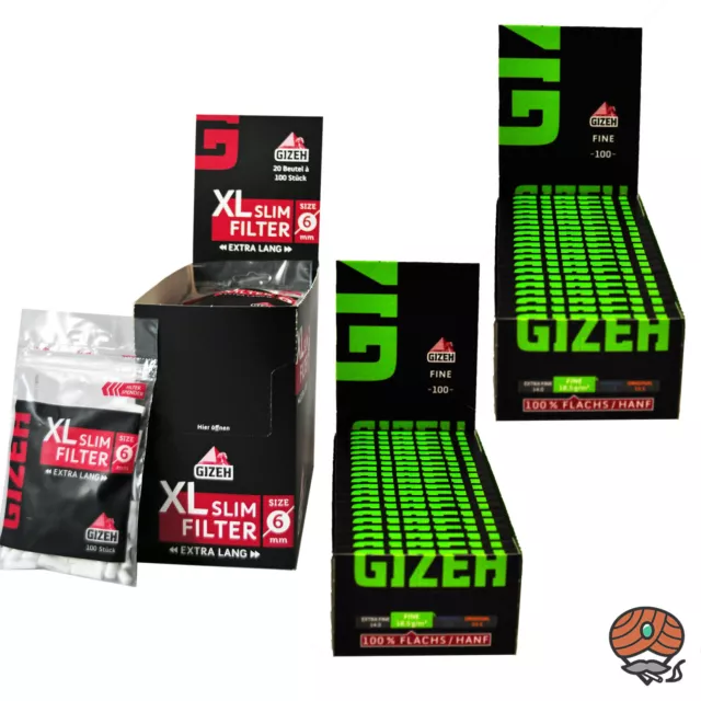 Gizeh XL Slim Filter + Gizeh Black Magnet Fine Blättchen / Papers