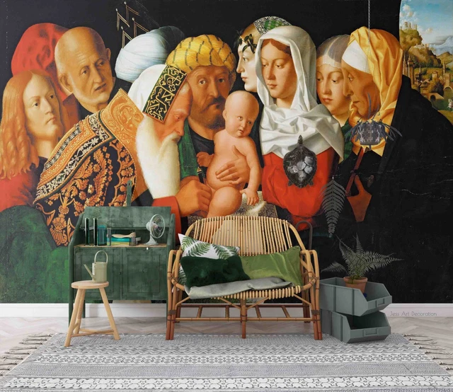 3D FAMILY PORTRAIT Oil Painting Self-adhesive Removeable Wallpaper Wall