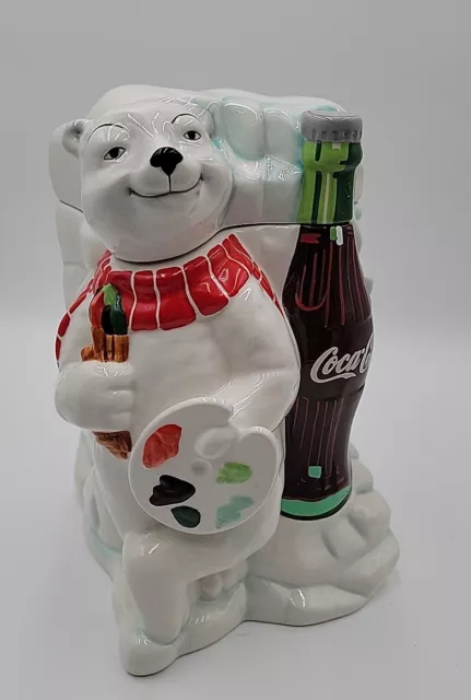 2000 Coca-Cola Work of Art Polar Bear Gibson Ceramic Cookie Jar Estate Collector