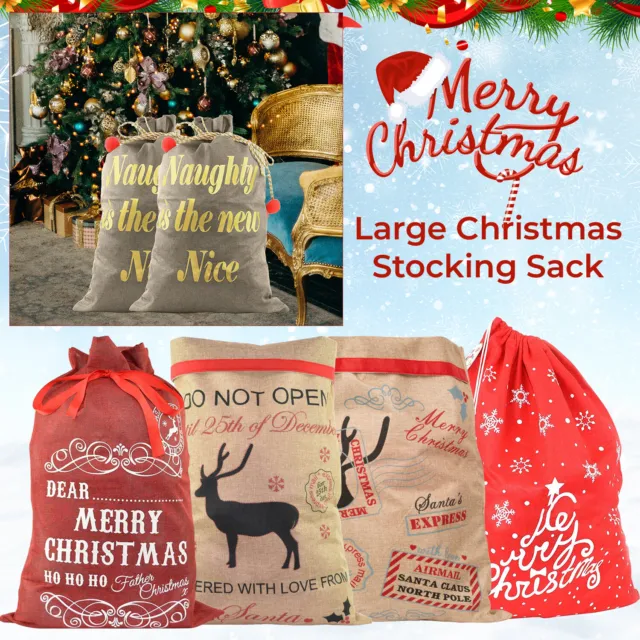 Giant Christmas Santa Sack Stocking Extra Large Red White Xmas Gift Present Bag