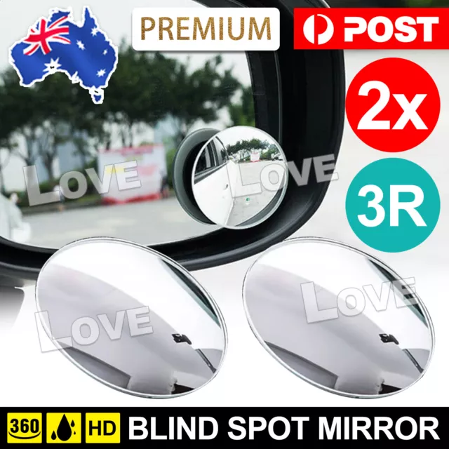 2x Blind Spot Car Mirror Rimless Wide Angle Convex Mirrors Frameless Glass