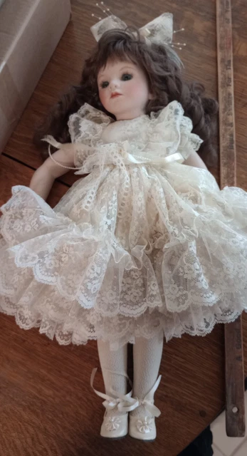 Vintage Antique reproduction Porcelain DOLL 24" signed