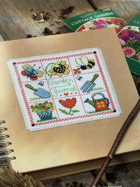 Garden Journal Vintage Green Sampler Cross stitch Design chart