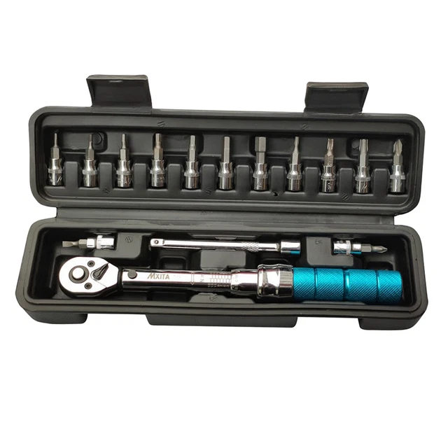 BIKE TOOL BICYCLE Torque Wrench Set 1/4" Drive Hand Tool 15Pcs 225Nm