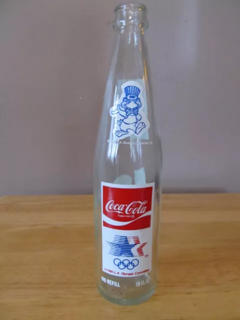 Vintage Coca-Cola Glass 10 oz Bottle~1984 Summer Olympics~Los Angeles~VG Shape!