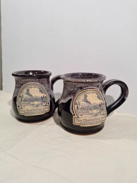 2 Deneen Pottery Mugs "The Chatterbox Cafe"Narrowsburg, New York Hand Thrown