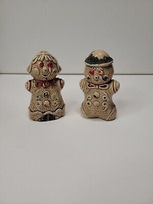 Salt & Pepper Shakers Gingerbread Couple Ceramic Vintage Japan