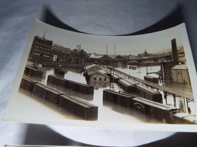 3 Seltene 1936 Grossflut B & W Bilder Eisenbahn Versandhof Unter Wasser Lesen!! 2