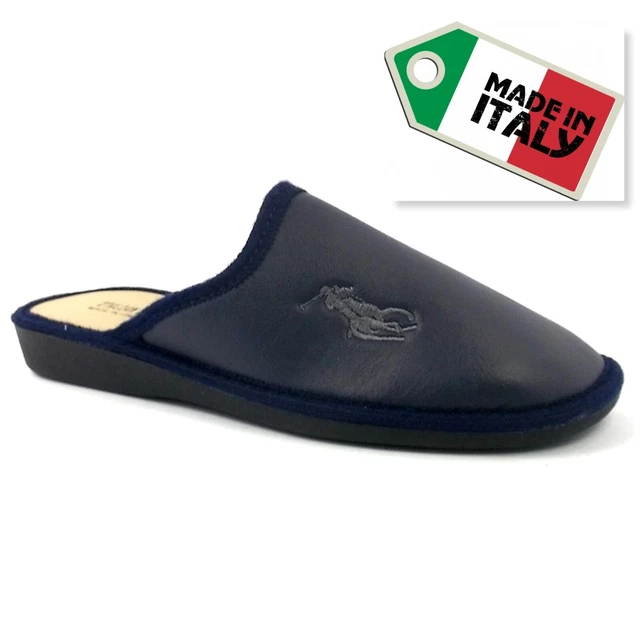 PANTOFOLE UOMO Ciabatte Relax Riposo Casa Sottopiede di Vera Pelle MADE IN ITALY