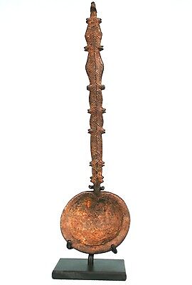 Art African - Antique Spoon Koulango Bronze - Base On Gauges - 20 CMS